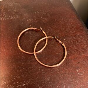 Polished Rose Gold Finish Hoop Earrings for Women